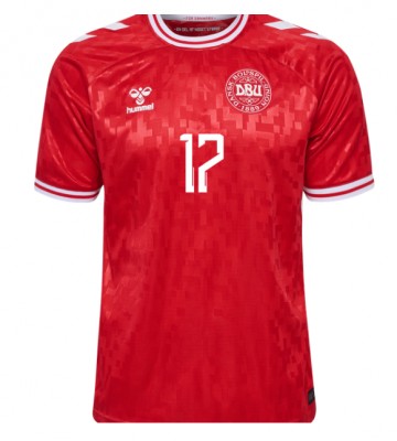 Danmark Victor Kristiansen #17 Hjemmebanetrøje EM 2024 Kortærmet